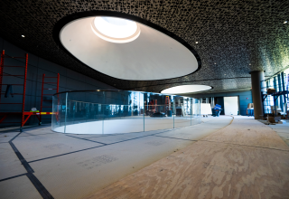 Custom GRG dome ceiling for Northeastern university exp building done by Castle