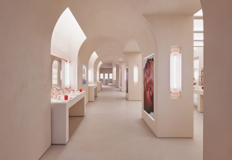 Commercial GRG project custom GRG wall shape for Glossier Soho