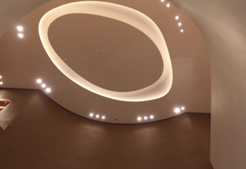 Custom GRG ceiling shape for Hermes done by Castle