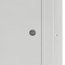 Hinged access door with slotted latch