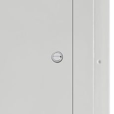 Hinged access door with powder slotted latch